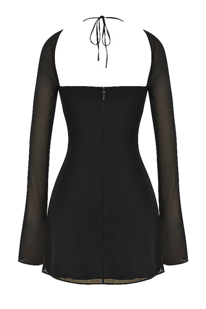 SWEETHEART Halter Neck Black Mini Dress
