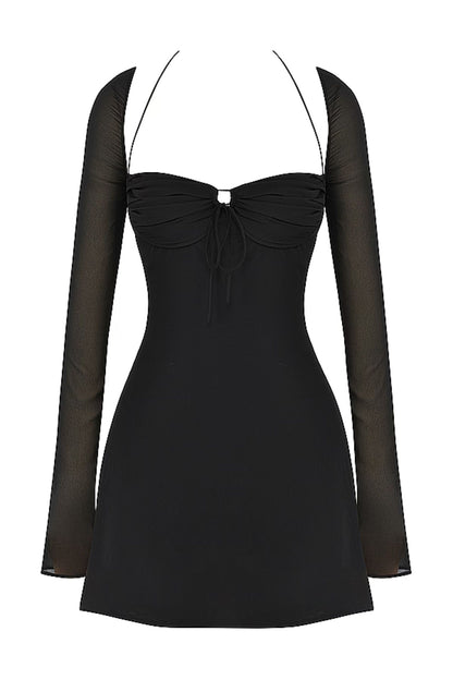 SWEETHEART Halter Neck Black Mini Dress