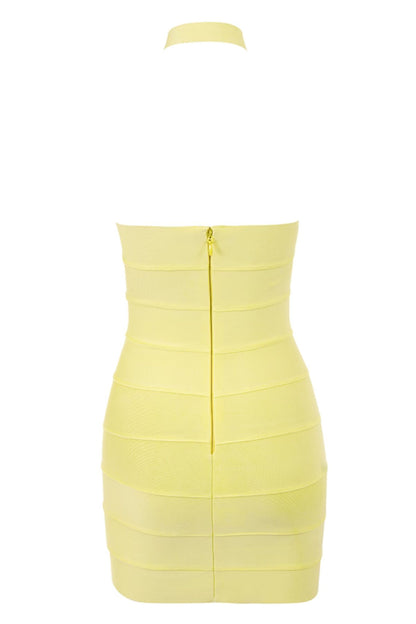 DAISY HAZE buttercup bandage halter mini dress
