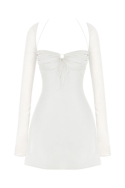SWEETHEART Halter Neck White Mini Dress