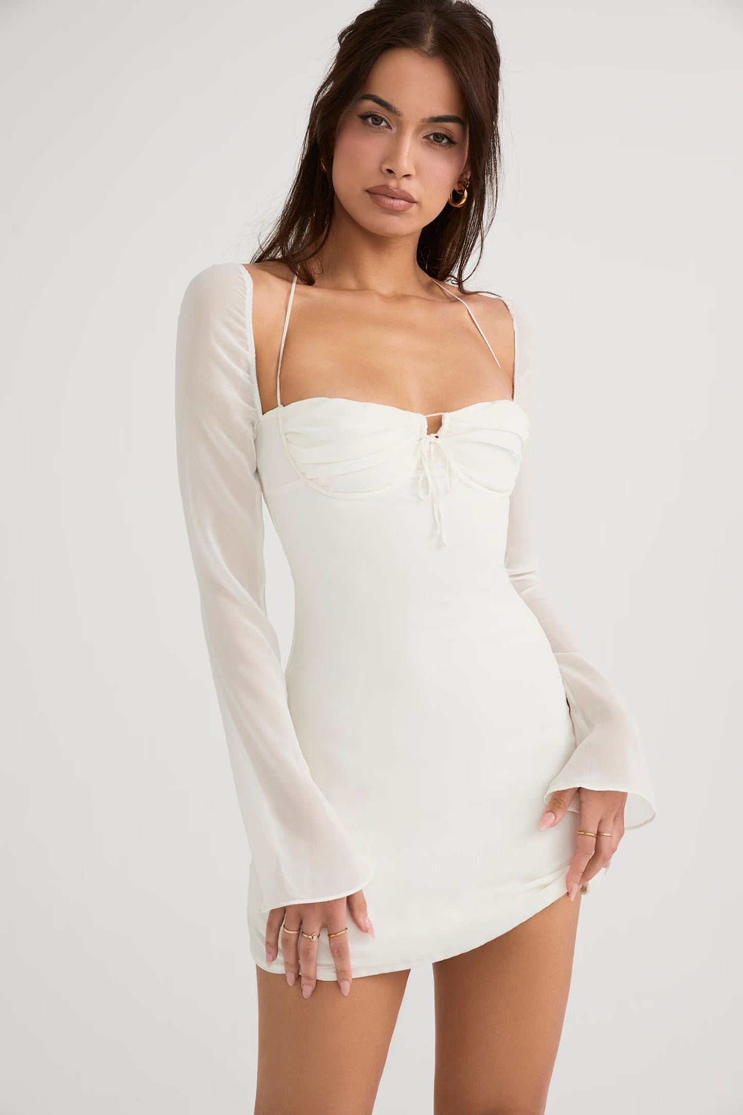 SWEETHEART Halter Neck White Mini Dress