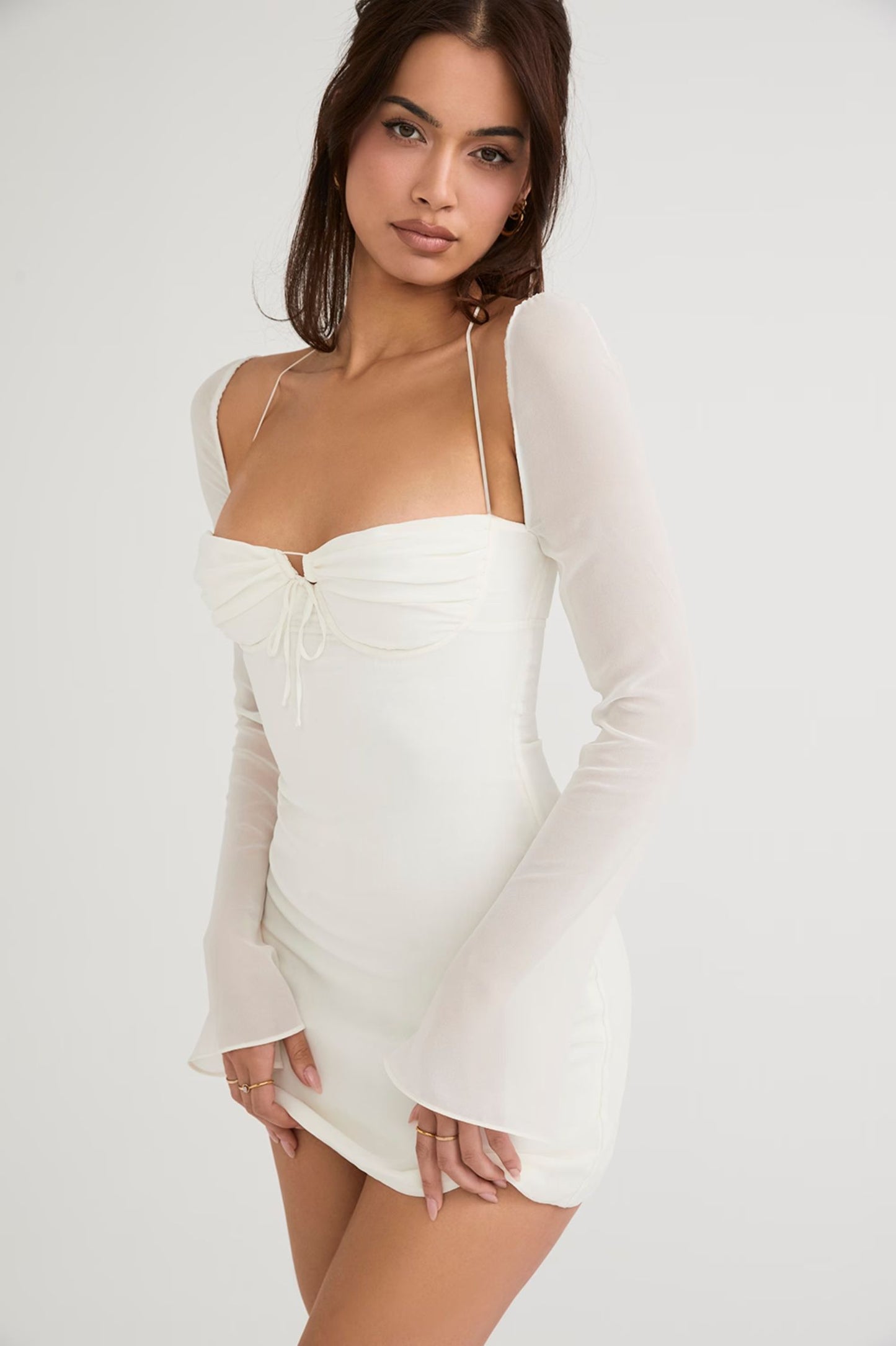 SWEETHEART Halter Neck White Mini Dress