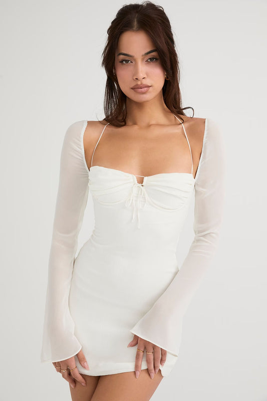 SWEETHEART Halter Neck White Mini Dress