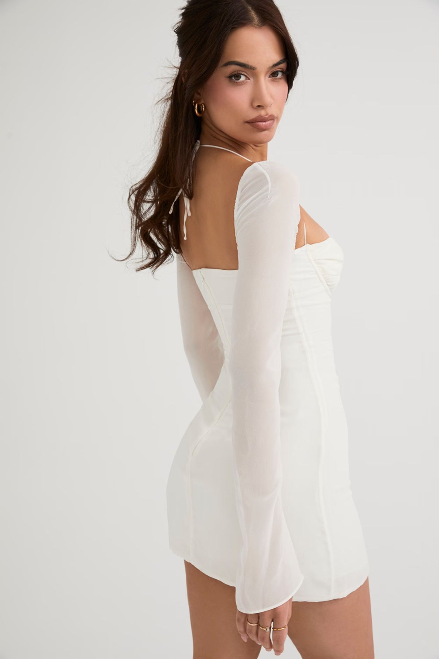 SWEETHEART Halter Neck White Mini Dress