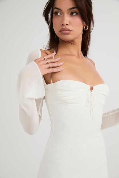SWEETHEART Halter Neck White Mini Dress